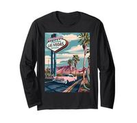 Desert Road Trip Retro Car to the Heart Fabulous Las Vegas Long Sleeve T-Shirt