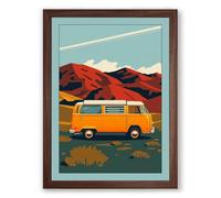 Desert Road Trip Retro Framed Wall Art Print A3 (42×29.7cm) Walnut, Wall Decor for Living Room, Bedroom, Office & Home, Ready to Hang, Art Gift