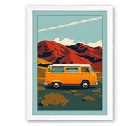Desert Road Trip Retro Framed Wall Art Print A3 (42×29.7cm) White, Wall Decor for Living Room, Bedroom, Office & Home, Ready to Hang, Art Gift