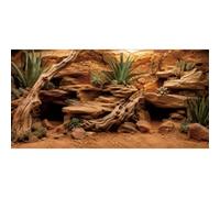 Desert Rock Driftwood Reptile Habitat Backdrop, 24x12 In Terrarium Backdrop