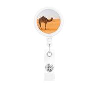 Desert Sand Camel Print Badge Reel Retractable Badge Holder Cute Badge Clip Id Card Holders for Men Women