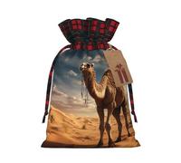 Desert Sand Camel Print Christmas Burlap Gift Bags With Drawstrings Goodie Bags Storage Party Supplies