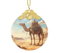 Desert Sand Camel Print Glass Round Pendant Christmas Ornament Personalized Fashion Xmas Tree Ornaments