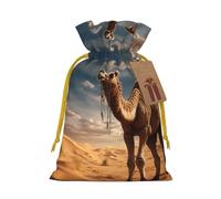 Desert Sand Camel Print Small Drawstring Pouch For Gifts,Reusable Gift Bag,For Holiday And Party Presents