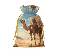 Desert Sand Camel Print Small Drawstring Pouch For Gifts,Reusable Gift Bag,For Holiday And Party Presents