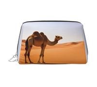 Desert Sand Camel Stylish Portable Cosmetic Bag with Full-Print Design â€“ Durable PVC Leather Makeup & Toiletry Organizer for Home & Travel Use