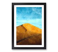 Desert Sand Dune in Morocco Painting Framed Print | A2 Black Framed Wall Art | Ready to Hang | Modern Landscape Picture | Living Room Bedroom Lounge Office
