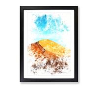 Desert Sand Dune In Morocco Watercolour Modern Framed Print | A4 Black Framed Wall Art | Ready to Hang | Modern Landscape Picture | Living Room Bedroom Lounge Office