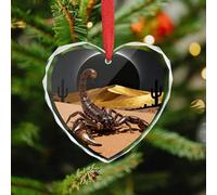 Desert Scorpion Eclipse Christmas Ornaments Xmas Tree Hanging Heart Pendants Winter Holiday Crystal Glass Ornament with String Xmas Gift Keepsake for Women & Men
