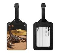Desert Scorpion Eclipse Luggage Tag Suitcase Marker Travel Baggage Identifier with Boarding Card Holder Sturdy PU Travel Label for Suitcases and Work Bags