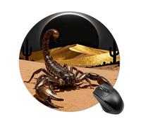 Desert Scorpion Eclipse Mouse Pad Round Mouse Mat Leather Non-Slip Rubber Base Mousepad Waterproof Computer Mouses Pad for Laptop Wireless Mouses Keyboard Home Office
