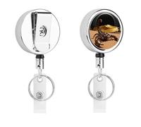 Desert Scorpion Eclipse Retractable Work Badge Holder Keychain Badge Reel 24.4" Cord & 360° Swivel Alligator Clip Heavy Duty Id Name Tag Holder for Nurses Doctors Teachers Office Workers