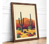 Desert Sentinels Geometric Framed Wall Art Print A3 (42×29.7cm) Walnut, Wall Decor for Living Room, Bedroom, Office & Home, Ready to Hang, Art Gift