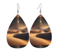 Desert Stars Leather Earring. Stylish teardrop shape, perfect for women, and a great decorative choice for parties and holidays.