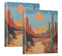 Desert Sunset 3 Ring Binders 1.5 Inch Clear View Three Ring Binders Versatile Binder Fits 200 Sheets 2 Pack