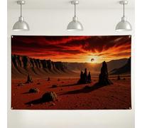 Desert Sunset Backdrop, Dramatic Landscape Photography Background, Red and Orange Scenery for Indoor/Outdoor Events, Perfect for Parties and Celebrations 71x43 Inch