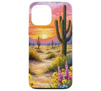 Desert Sunset Cactus Wildflower Arizona Landscape Art Case for iPhone 13 Pro Max