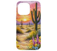 Desert Sunset Cactus Wildflower Arizona Landscape Art Case for iPhone 14 Pro Max