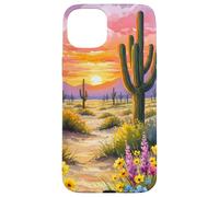 Desert Sunset Cactus Wildflower Arizona Landscape Art Case for iPhone 15 Plus