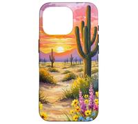 Desert Sunset Cactus Wildflower Arizona Landscape Art Case for iPhone 16 Pro
