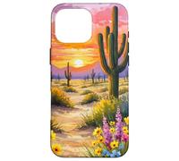 Desert Sunset Cactus Wildflower Arizona Landscape Art Case for iPhone 16 Pro Max