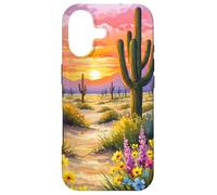 Desert Sunset Cactus Wildflower Arizona Landscape Art Case for iPhone 17