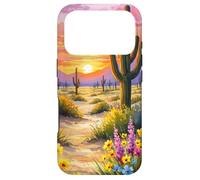 Desert Sunset Cactus Wildflower Arizona Landscape Art Case for iPhone 17 Pro