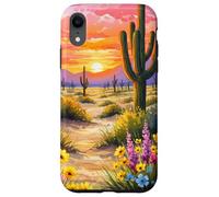 Desert Sunset Cactus Wildflower Arizona Landscape Art Case for iPhone XR