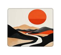 Desert Sunset Landscape Mouse Pad, Orange Red Mountains Stitched Edge Mousepad, Non-Slip Washable Gaming Mouse Pad for Home and Office Computer, Laptop Square 8x10 Inch