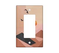 Desert Sunset Light Switch Cover Plates/Outlet Covers,Orange Brown Modern Birds for Room Decor,Thermoplastic Wall Plates,Standard Size Single Rocker