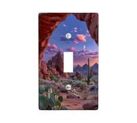 Desert Sunset Light Switch Cover Plates/Outlet Covers, Vibrant Violet Sky Over Cacti for Home Decor, Thermoplastic Wall Plates, Standard Size Single Toggle
