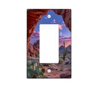 Desert Sunset Light Switch Cover Plates/Outlet Covers, Vibrant Violet Sky Over Cacti for Home Decor, Thermoplastic Wall Plates, Standard Size Single Rocker