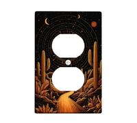 Desert Sunset Light Switch Cover Plates/Outlet Covers, Warm Orange Cactus Landscape for Home Decor, Thermoplastic Wall Plates, Standard Size Single Duplex Outlet