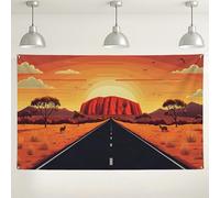 Desert Sunset Road Backdrop, Vintage Scenic Landscape Photography Backdrops, Outback Australia Outdoor Indoor Event Decorations, Summer Travel Party Supplies 71x43 Inch