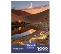Desert Temple & Moon 1000 Piece Jigsaw Puzzles Impossible Hard Challenge Modern Paisaje Classic Educational Games for The Whole Gifts for Adults 70x50cm/1000pcs