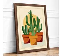 Desert Trio Botanical Framed Wall Art Print A1 (84.1×59.4cm) Walnut, Wall Decor for Living Room, Bedroom, Office & Home, Ready to Hang, Art Gift
