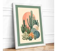 Desert Under Stars Vintage Framed Wall Art Print A4 (29.7×21cm) White, Wall Decor for Living Room, Bedroom, Office & Home, Ready to Hang, Art Gift