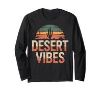 Desert Vibes Cactus Graphic, Southwestern Sunset Mood Long Sleeve T-Shirt