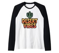 Desert Vibes Cactus Graphic, Southwestern Sunset Mood Raglan Baseball Tee