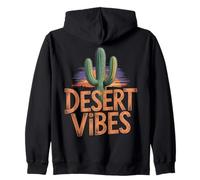 Desert Vibes Cactus Graphic, Southwestern Sunset Mood Zip Hoodie