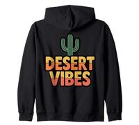 Desert Vibes Cactus Graphic, Southwestern Sunset Mood Zip Hoodie