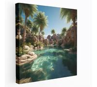 Desert Wall Art - Oasis Paradise Canvas Print - Desert, Crystal Clear Waters, Wall Decoration, Desert, 12" x 12"