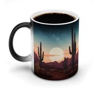 Desert With Cactus Color Changing Mug Heat Changing Coffee Mugs Funny Heat Activated Mug Ceramic Magic Cup Novelty Coffee Mugs 12 Oz Unique Tea Cup Birthday Gift for Women Men