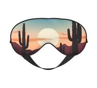 Desert with Cactus Double-Sided Silk Sleep Mask, Adjustable Light Blocking Eye Mask for Travel, Men & Women, Soft Comfortable Blindfold 20x10cm