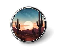 Desert With Cactus Lapel Pin for Men Red Flower And White Daisy Fashion Brooch Pin -Cute Enamel Badges, Aluminum Alloy Metal Pinback for Hats, Shirts, Bags, Jackets & Accessories (1 Inch Round Button