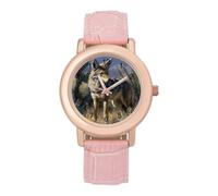 Desert Wolf Cactus Womens Leather Strap Elegant Lady Wrist Watches Casual Band Three-Hand Watch