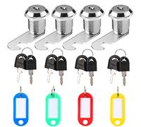 DesertBoy 4Pack Cabinet Locks, 20mm Locker Lock. Unique Cam Lock Key with Key Tag for Easy Identification. For Cupboards, Mailboxes, Locker Cabinets, Toolboxes, Filing Cabinets, Letter Boxes