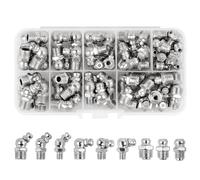 DesertBoy 75 Pieces Grease Nipple Hydraulic Grease Nipple M6 M8 M10 Cone Lubricating Nipple 45 ° 90 ° 180 ° Lubrication Nipples Assortment Grease Nipple Assortment, with Transparent Storage Box