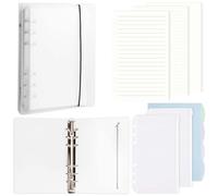 DesertBoy A6 Ring Binder, 6 Ring Binder with 135 Sheets of A6 Refillable Papers, 2 Pcs Zipper Loose Leaf Bags and 4 Pcs File Dividers, Refillable 6 Ring Notebook Folder for Travel Diaries