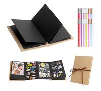 DesertBoy Accordion Photo Album, 34 Pages/17 Sheets Folding Scrapbook with 4 Sheets Corner Stickers, Accordion Scrap Book, Accordion Scrapbook for Family Wedding Anniversary(12.5 x 18 cm)